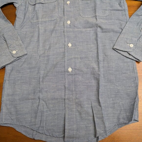 New Ely & Walker Mens Solid Gray/Blue Ultra-Press Western Button Up Shirt Sz 14 - Picture 4 of 16